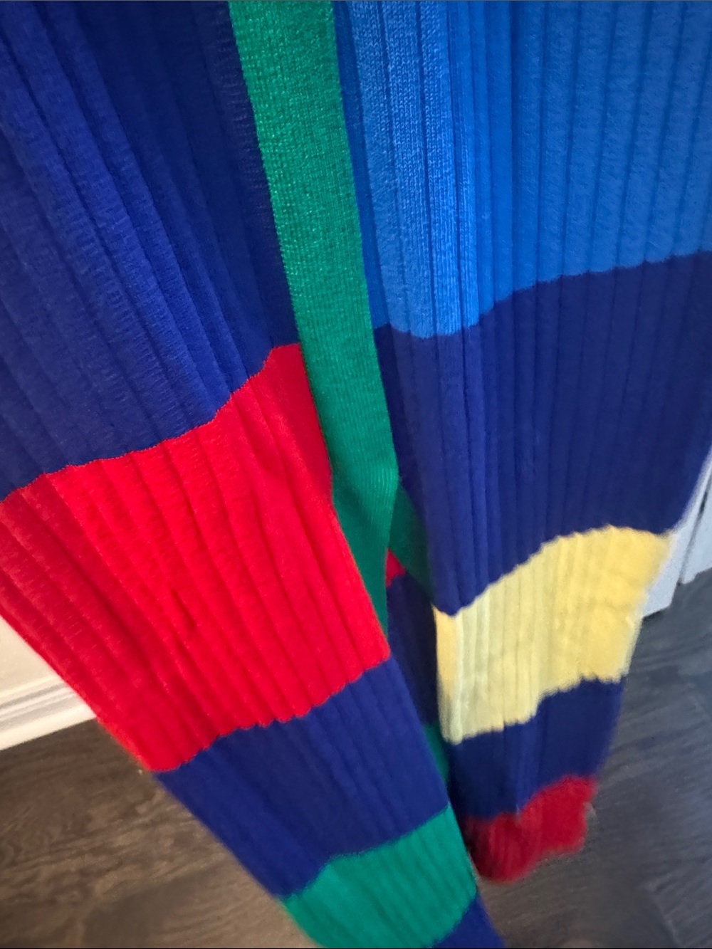 Multicolor Ribbed Zip-Front Colorblock Midi Dress NWT. LARGE - Picture 13 of 13